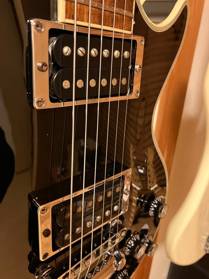 Burny レスポールカスタムタイプ ブラック×シルバー 整備済 メンテ済