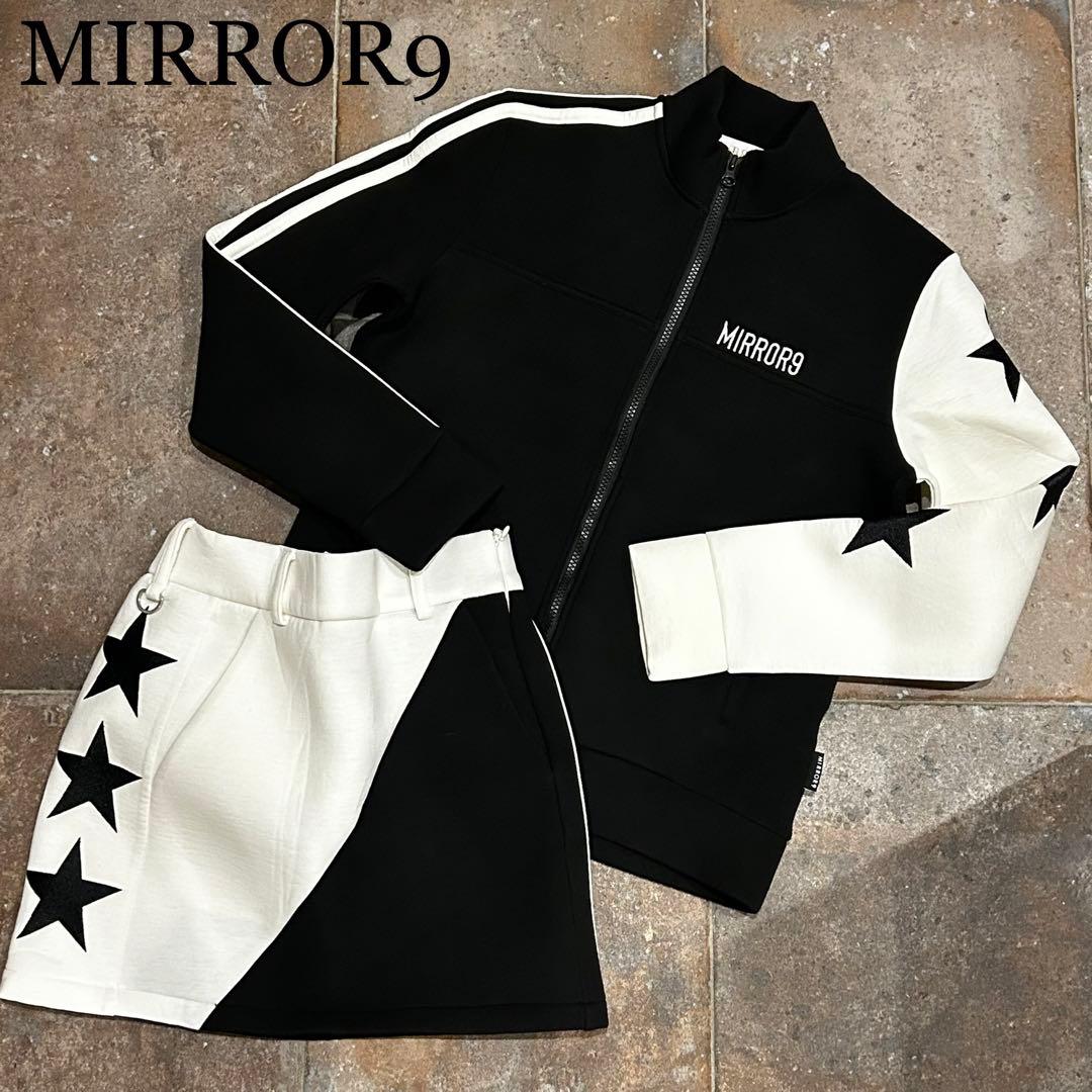 MIRROR9 セットアップ　ジャケット　スカート 星　ブラック　ホワイト ツイードセットアップ スーツジャケット ロングスカートセットアップ