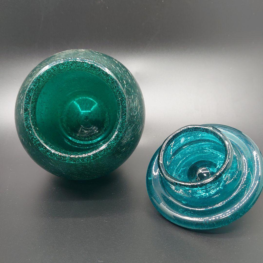 倉敷ガラス】小谷眞三作 吹きガラス 肉厚の蓋付き瓶 - メルカリ