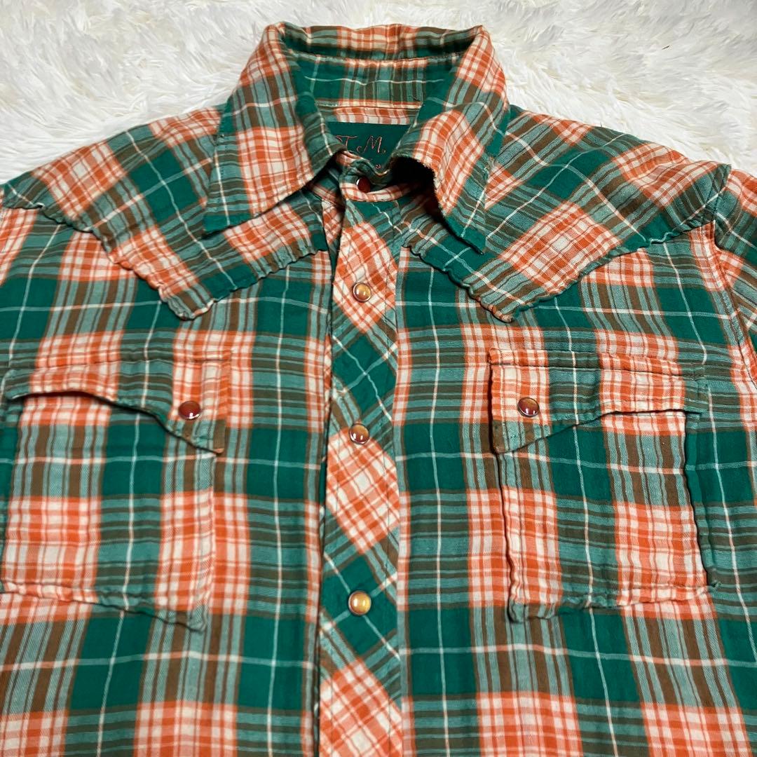 《状態良初期当時物人気早い者勝ち》ティーエムティーtmtチェックウエスタンシャツ