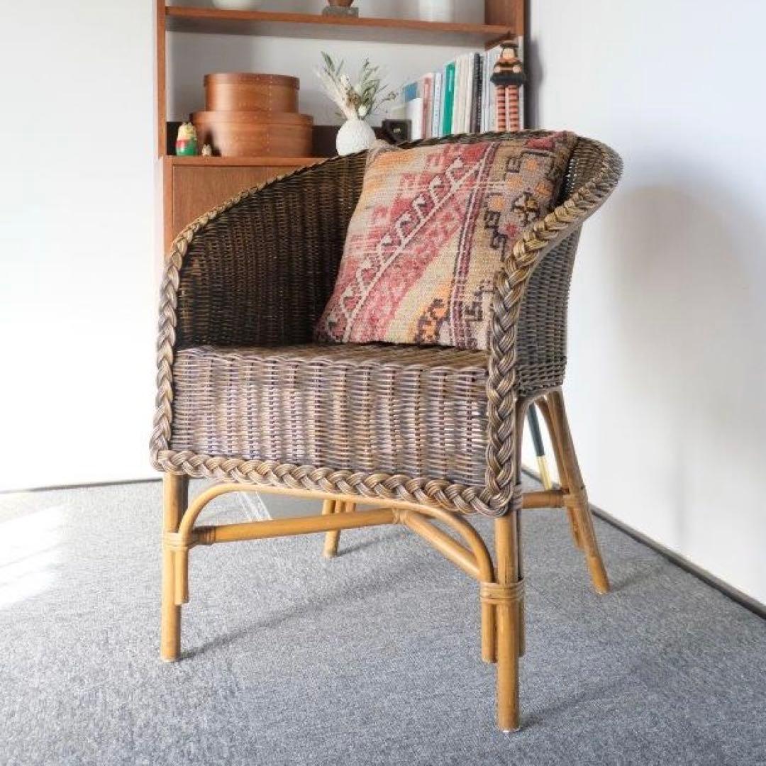 アンティーク　ロイド風チェア　ラウンジチェア　アームチェア　ラタンチェア 楽天市場】【新商品】座椅子 ラタンチェア ローチェア rattan 椅子