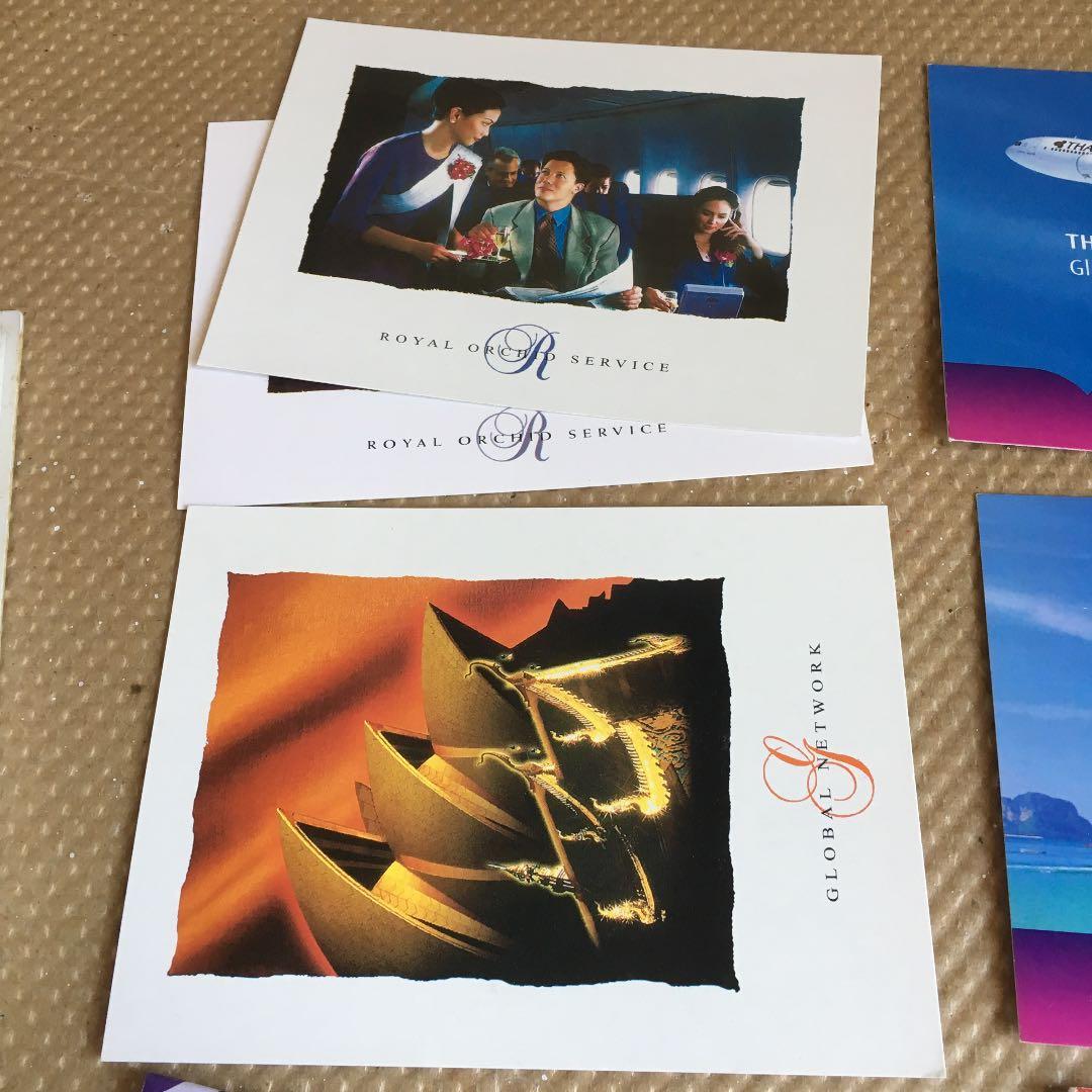 0674　タイ国際航空 絵葉書、ボールペン ほか 破産申請、運航継続中