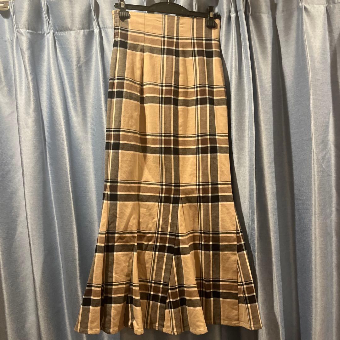 snidel スナイデル ハイウエストタイトヘムフレアチェックスカート