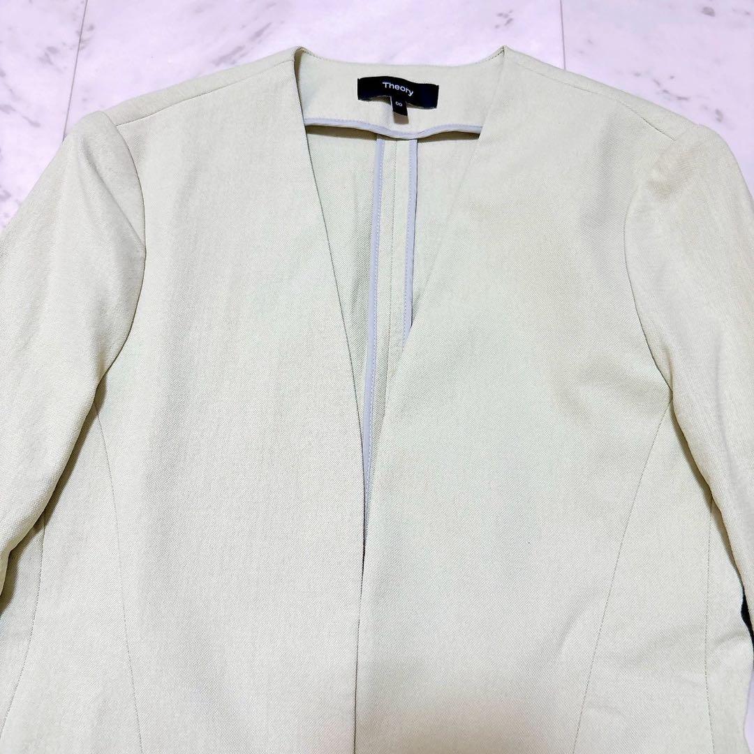 《23ss》セオリー パンツスーツセットアップ ノーカラージャケット ストレッチ
