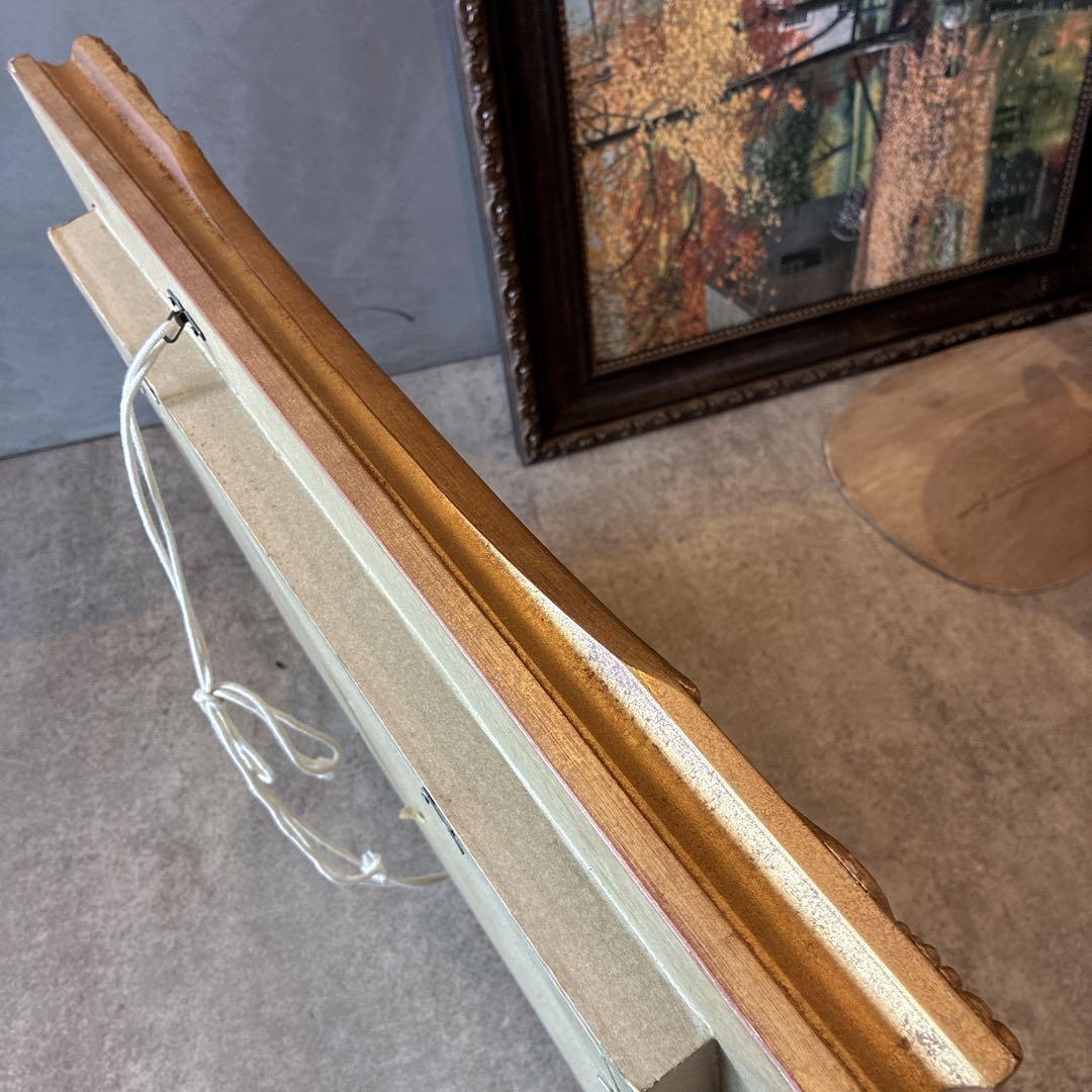 油絵　アート　ガラス入　インテリア