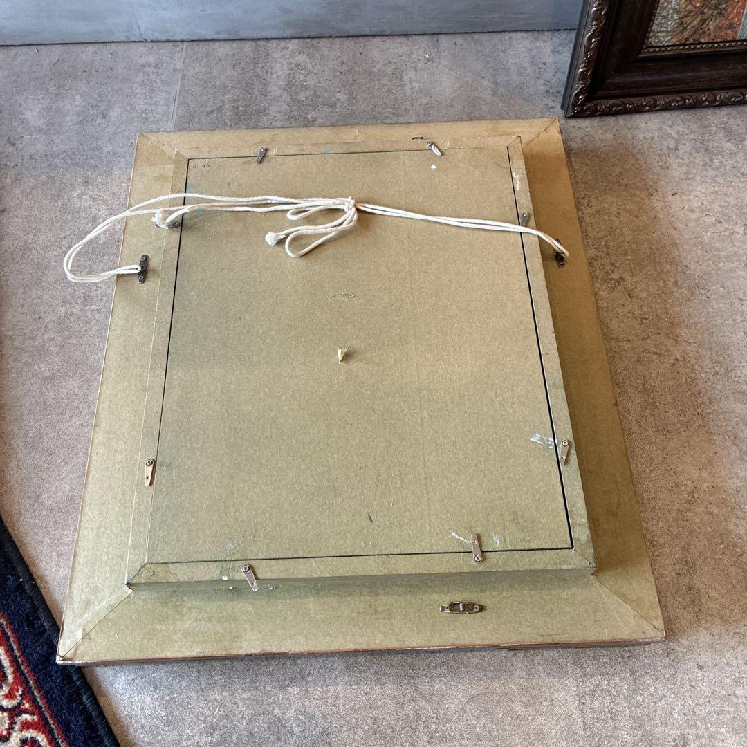 油絵　アート　ガラス入　インテリア