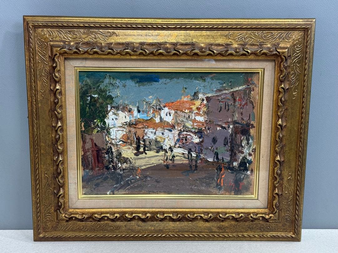 真作 友成晴雄 街角F4号 油彩画 油絵 風景画 直筆サイン 真作 友成晴雄 街角F4号 油彩画 油絵 風景画 直筆サイン 真作 友成晴雄