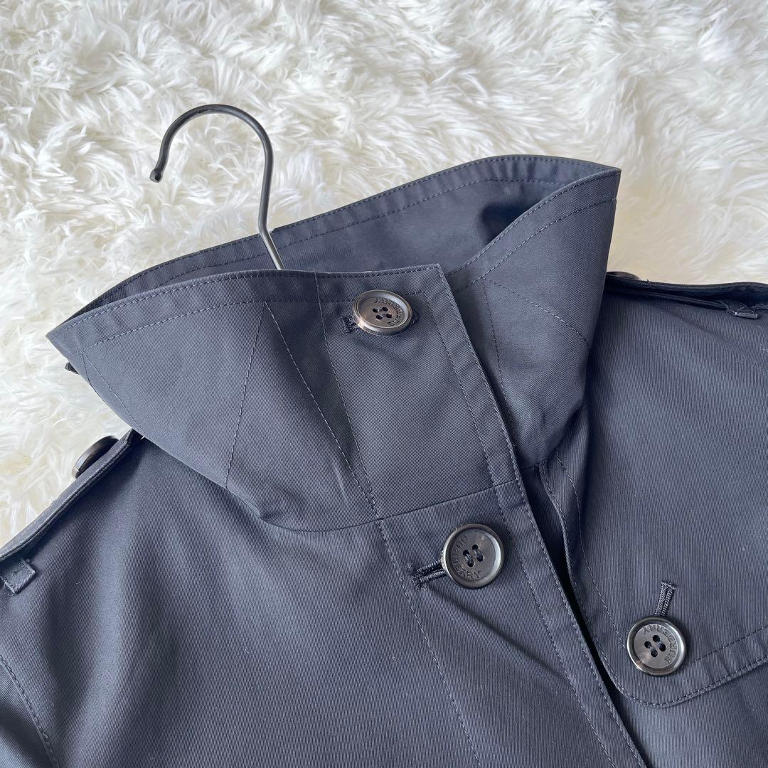 極美品 バーバリーロンドン ステンカラーコート ノバチェック 黒