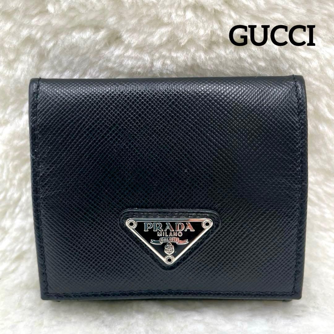 美品 PRADA プラダ ケース 三角ロゴ サフィアーノ レザー ブラック 楽天市場】極美品 プラダ PRADA 三角ロゴ 三つ折り財布 サフィアーノ