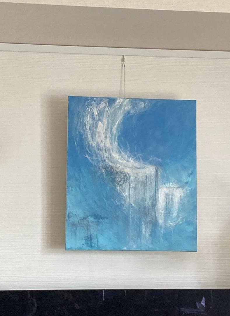 光の滝　抽象画　キャンパス　アクリル　絵画　海　滝　水