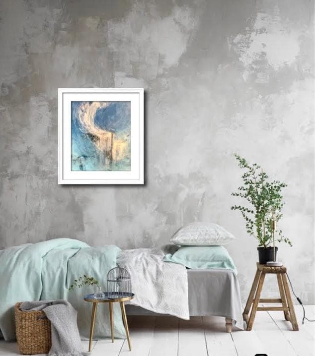 光の滝　抽象画　キャンパス　アクリル　絵画　海　滝　水