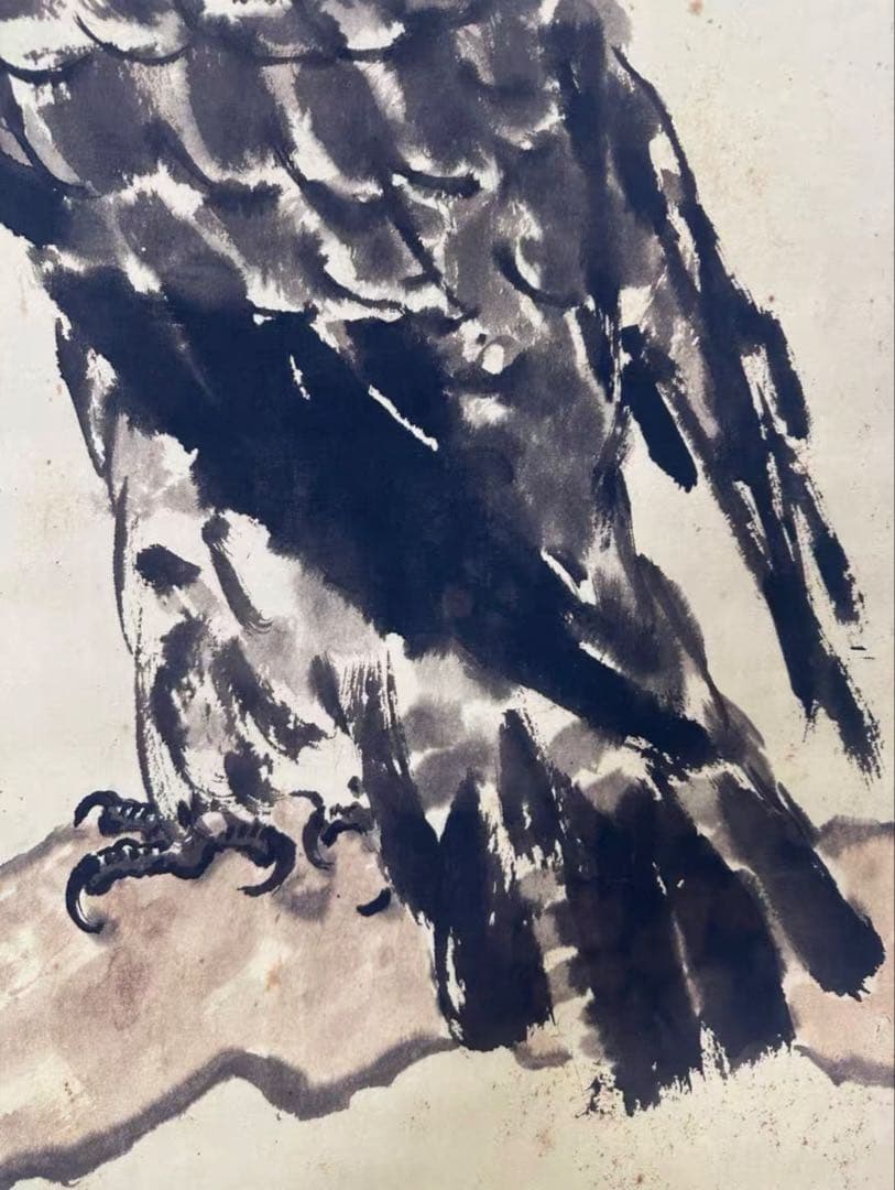 徐悲鴻「雄鷹図」三尺中堂掛軸 宣紙・手工表装 175×77cm - メルカリ