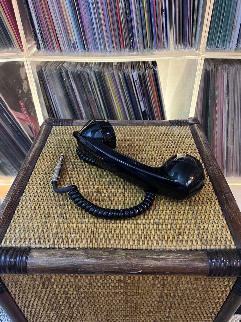 ダイヤル式電話 受話器 ヘッドセット 黒 DJ ヘッドフォン ヘッドホン