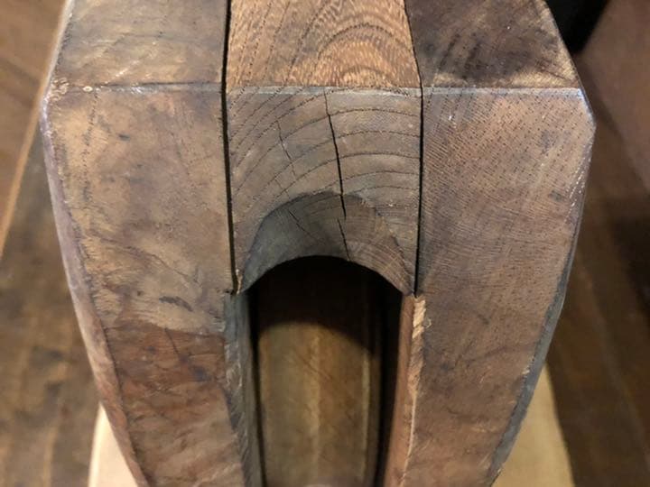 ⭐️超希少／レア／昭和レトロ／大型木製船滑車／欅滑車／赤欅／什器／ディスプレー