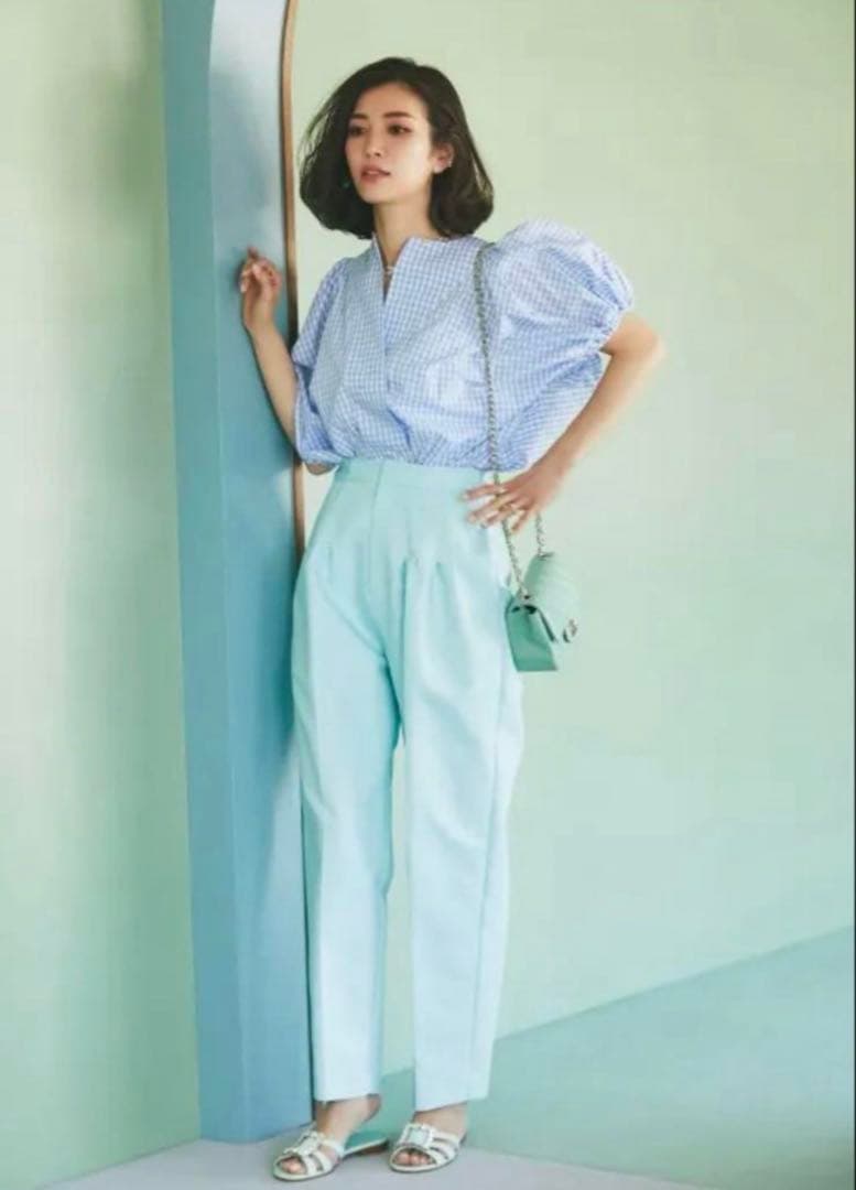 セブンテンバイミホカワヒト/ギンガムチェックギャザースリーブ