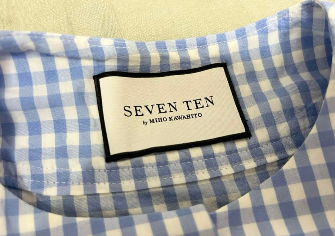 セブンテンバイミホカワヒト/ギンガムチェックギャザースリーブ