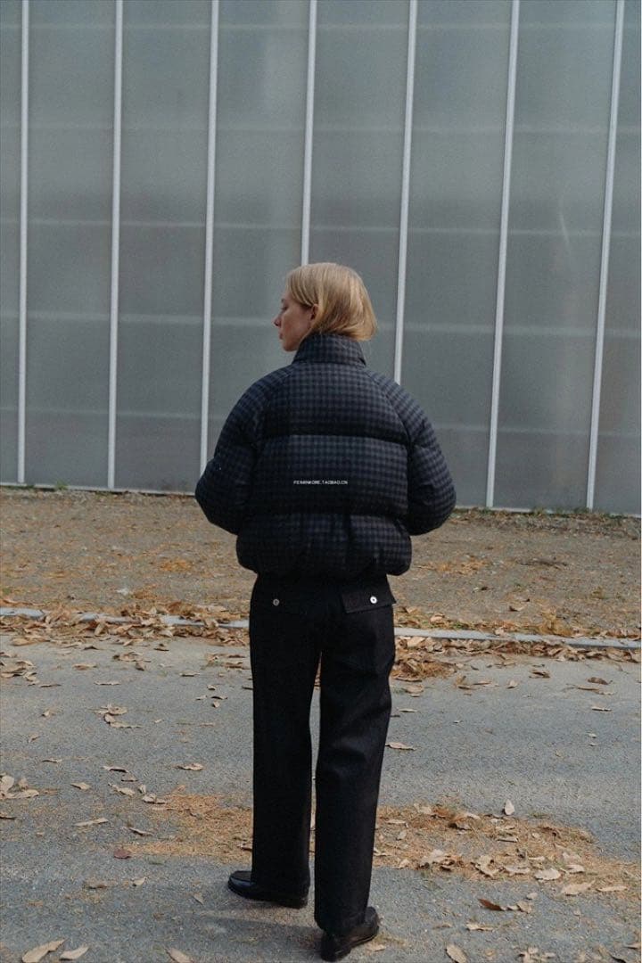 nothing written Cropped チェック柄 ダウンジャケット - メルカリ