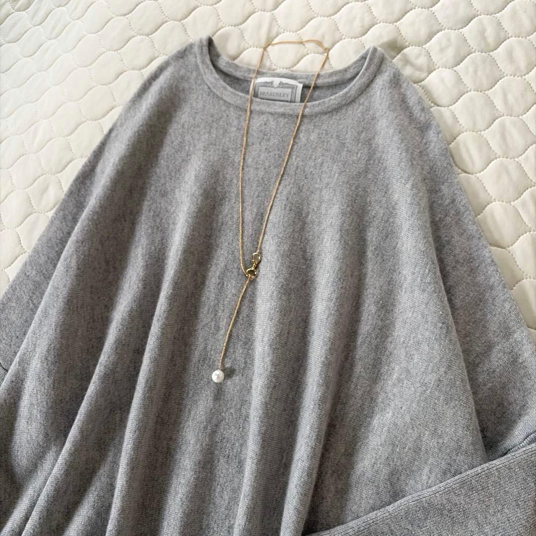 美品】BEARDSLEY ビッグショートクルーネックニット グレー FREE