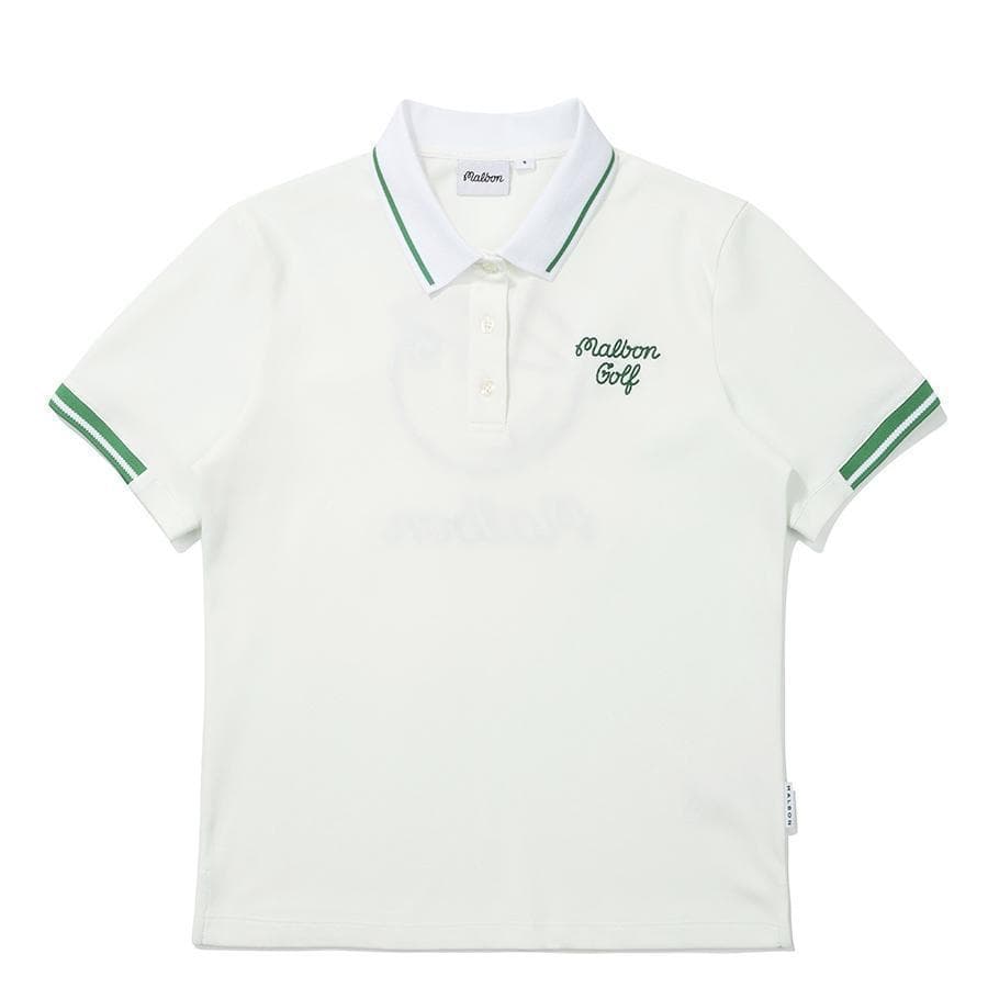 白色L マルボンゴルフ ポロシャツ Malbon Golf レディース シャツ