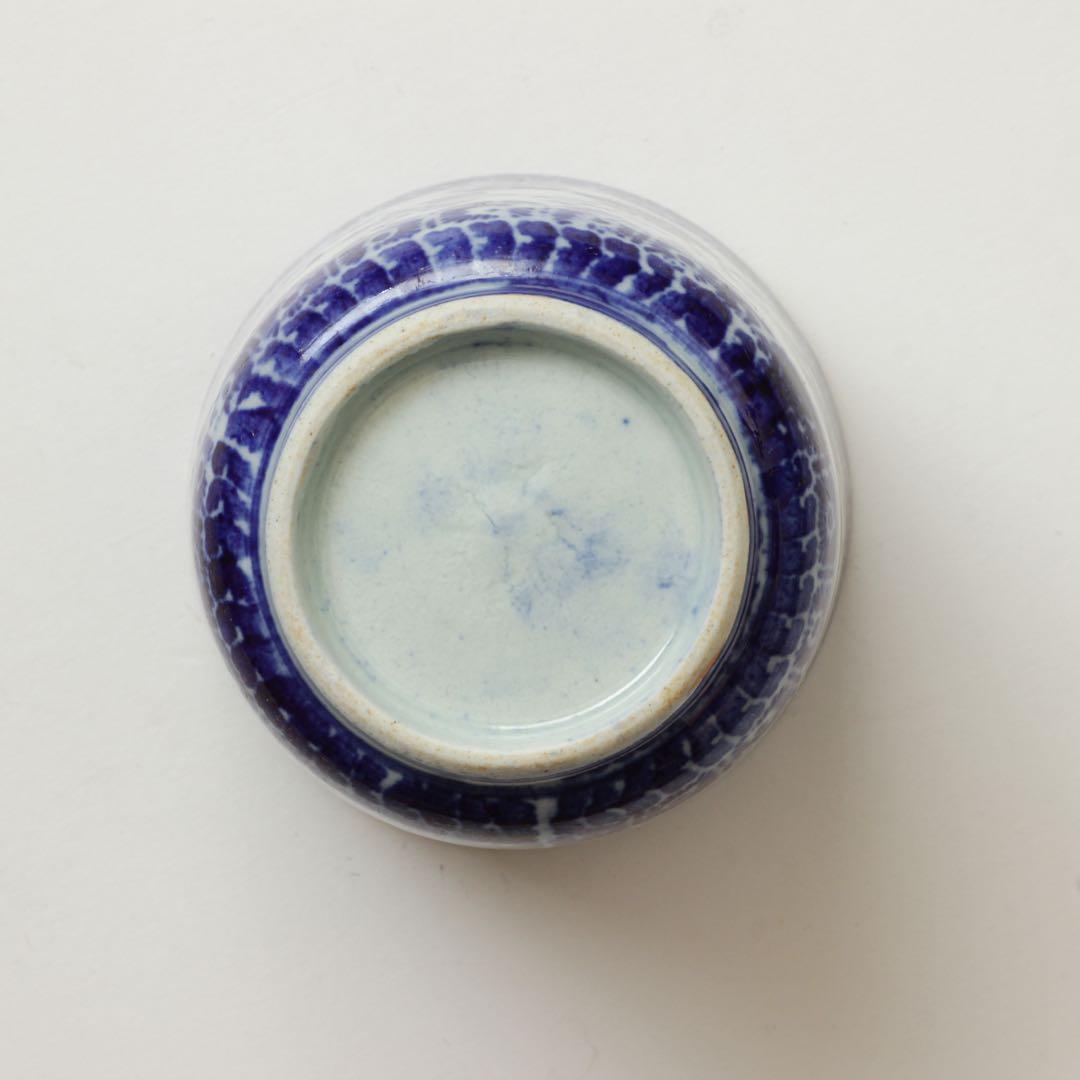 明治 大正 湯呑み 型紙摺 印判 雪輪 雪 結晶