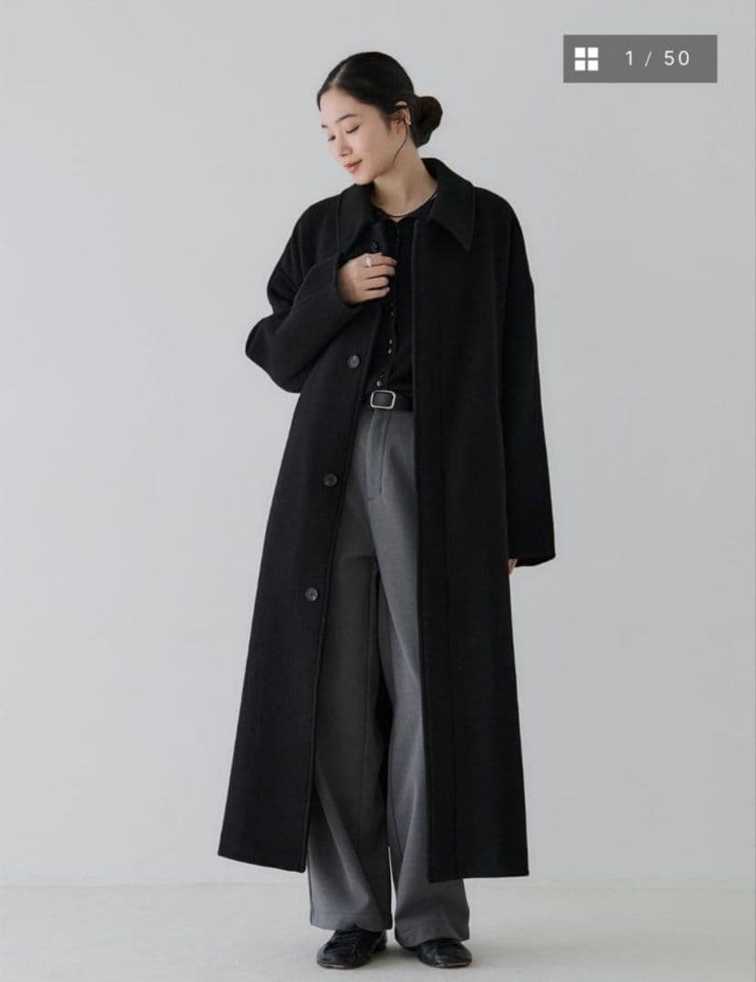 crewre リバーロングステンカラーコート 黒　サイズ1 crewre リバーロングステンカラーコート ブラック サイズ1 - メルカリ