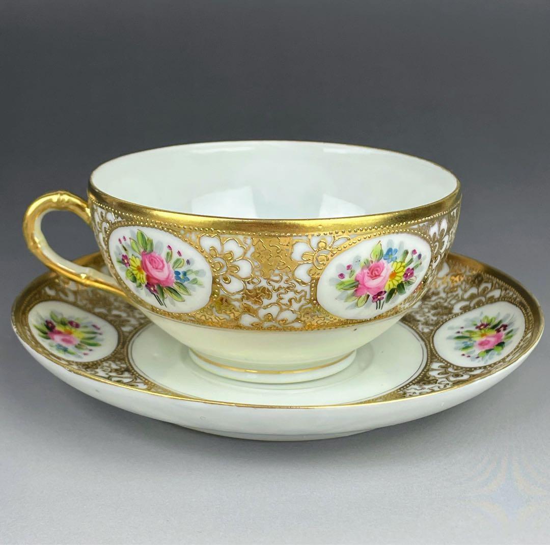 オールドニッポン エッグシェル アールヌーボ様式 ティーカップ