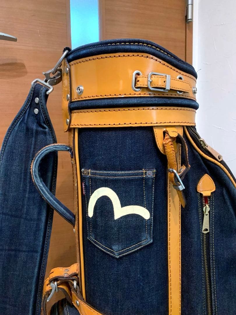 超希少 エビス エヴィス EVISU デニム 本革レザー キャディバッグ
