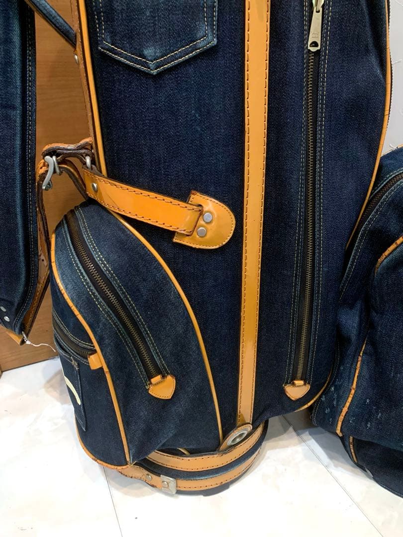 超希少 エビス エヴィス EVISU デニム 本革レザー キャディバッグ