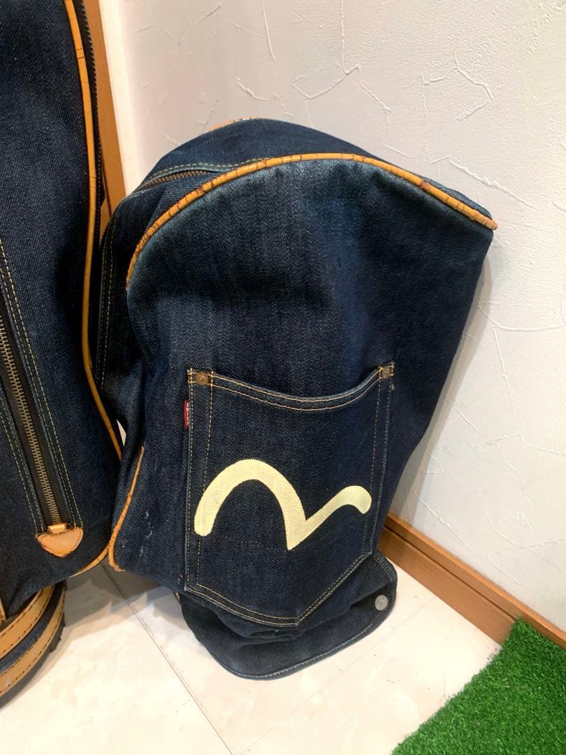 超希少 エビス エヴィス EVISU デニム 本革レザー キャディバッグ