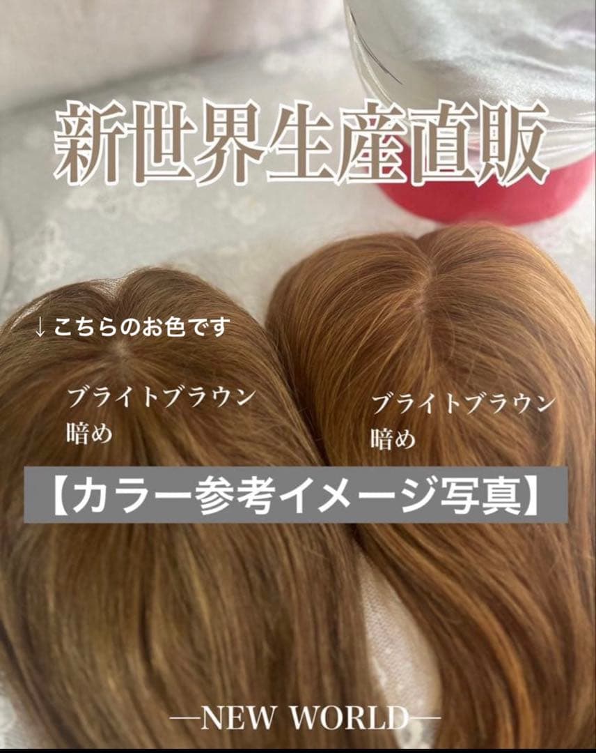 値下中】高級レミー100% 人毛 ヘアピース ブライトブラウン 50cm