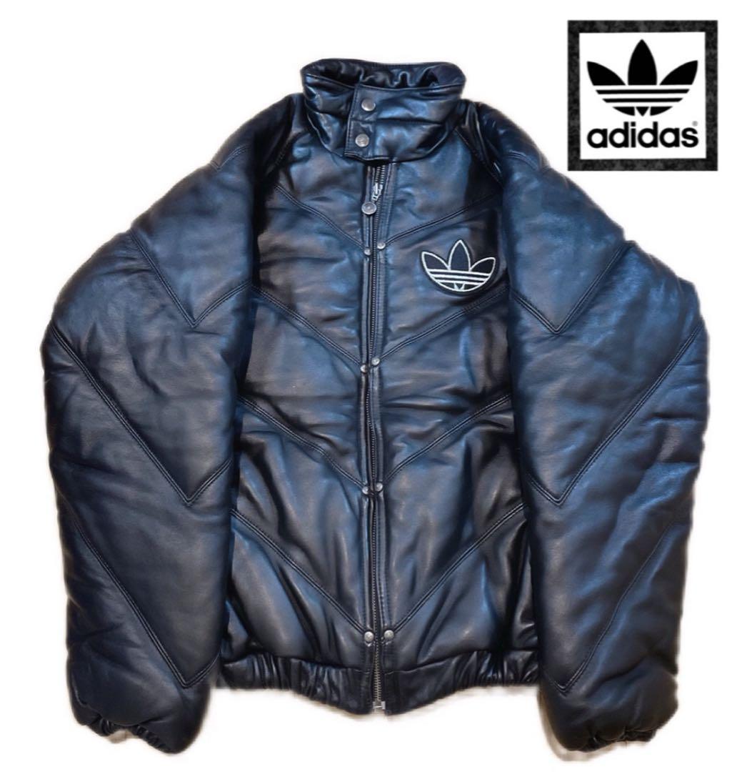 アディダス ラム レザー 本革 ジャケット ブルゾン コート ジャージ