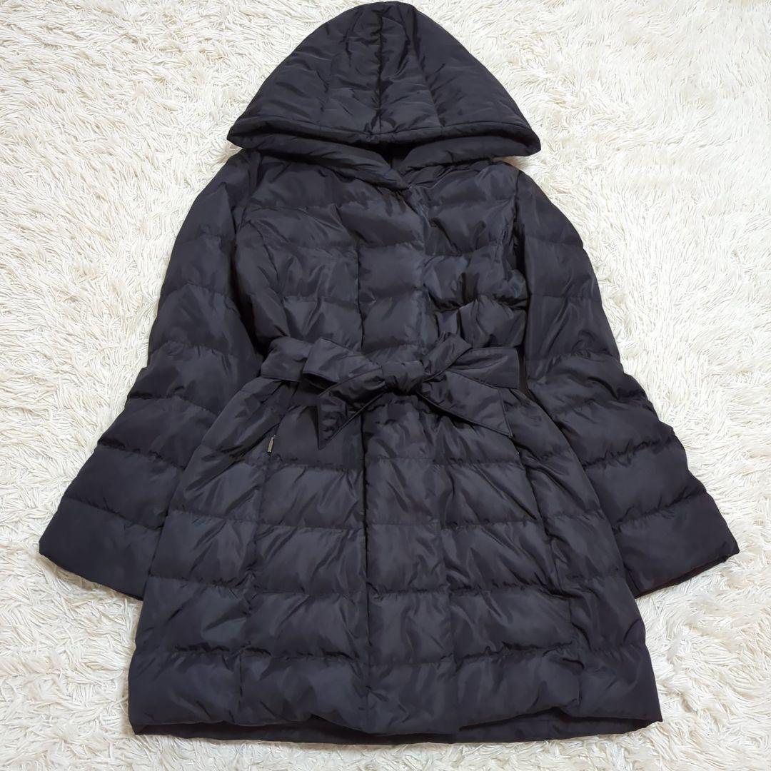 極美品 42 マックスマーラ URBAN ダウンコート リボンベルト Aライン