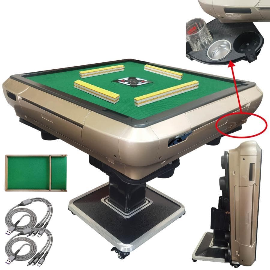 全自動麻雀卓 家庭用 静音式 折り畳み式 キャスター付き（牌33mm：ゴールド）