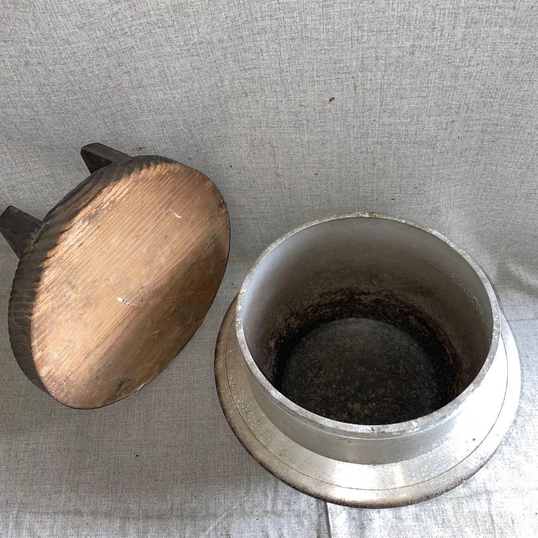レトロ アルミ 羽釜 木蓋 20cm 炊き出し 炊飯 アウトドア ヴィンテージ
