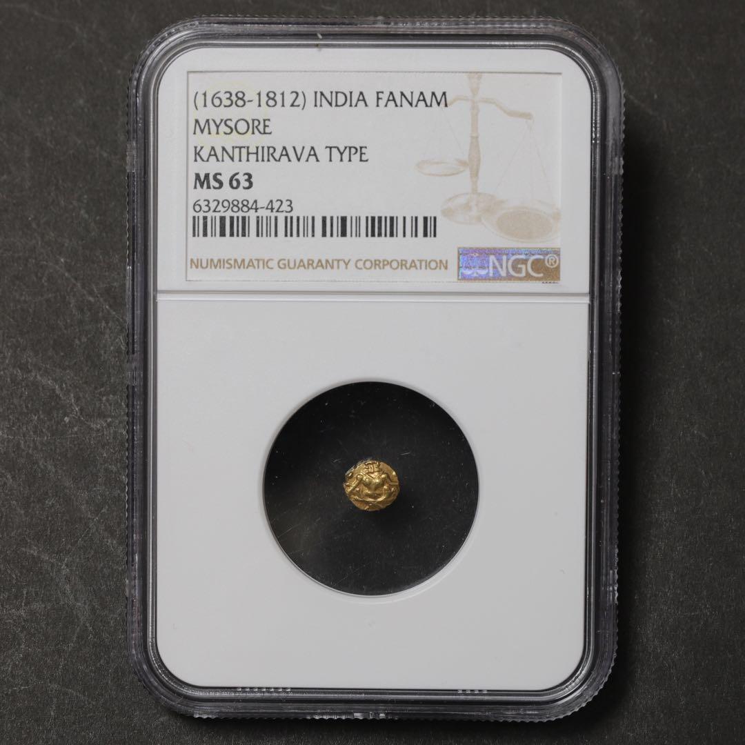 インド ファナム 金貨 マイソール カンティラバタイプ MS 63 ngc