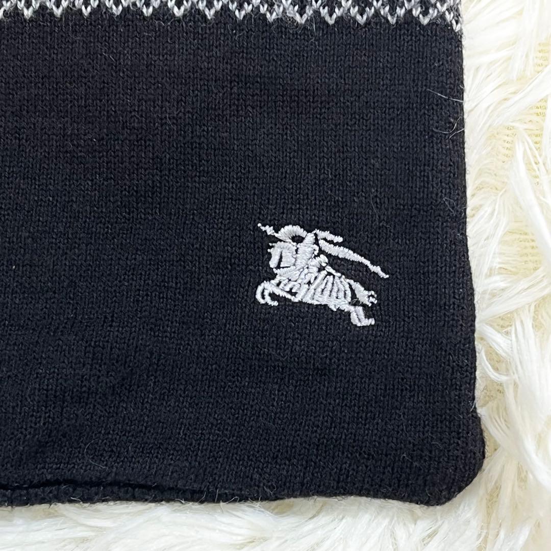 美品✨BURBERRY BLACK LABEL ノルディック ニットマフラー 黒 - メルカリ