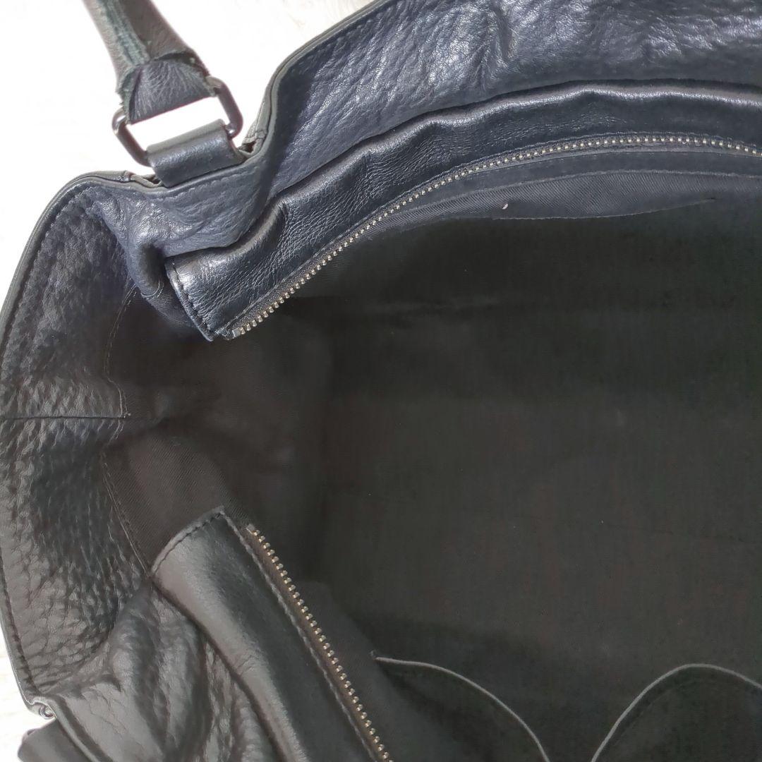 美品✨️ディケイド レザー ダブルジップ トートバッグ 黒 シボ革 A4