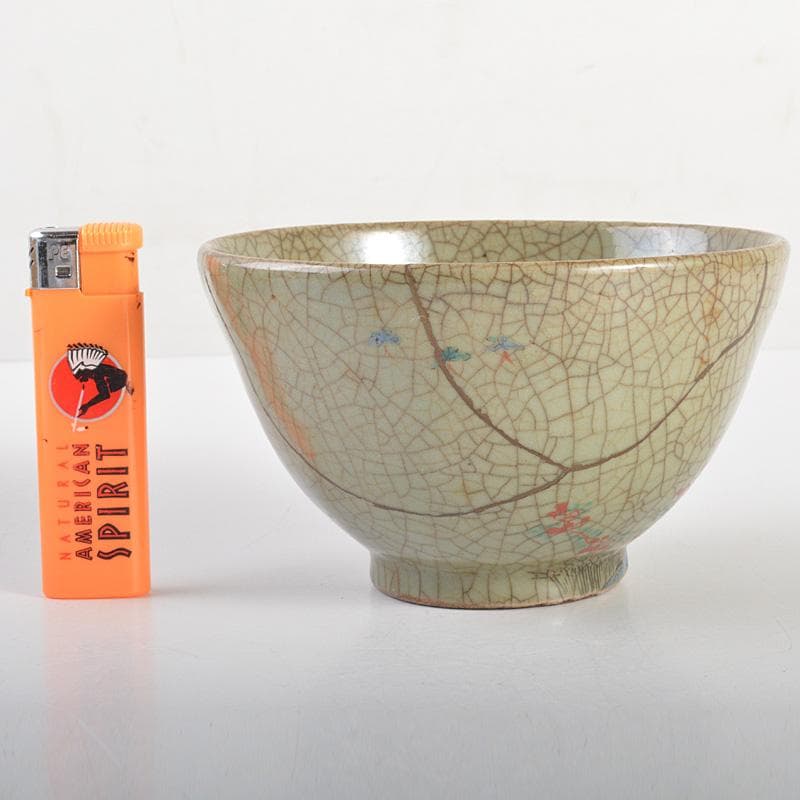 中国 哥窯 青磁 金絲鉄線 花文茶碗 金継ぎ直し 時代箱 C 6602 - メルカリ