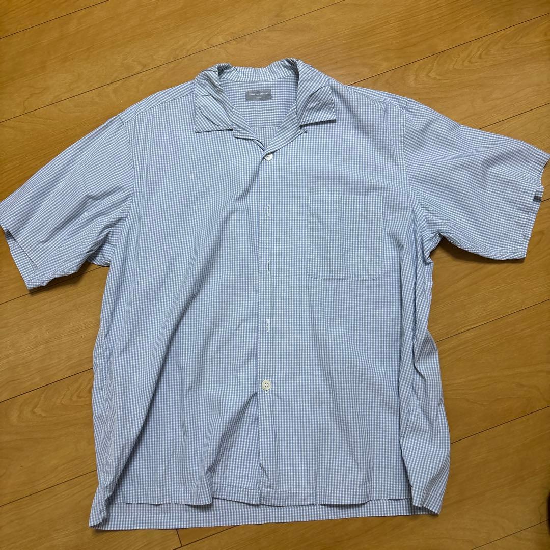 COMME des GARCONS HOMME 半袖シャツ 青チェック コムデギャルソン シャツCOMME des GARCONS SHIRT ニット切替ギンガム