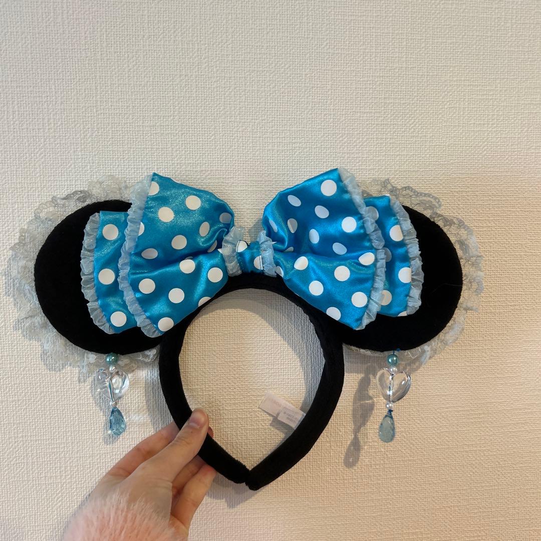 ディズニー カチューシャ リボンピアスレース イヤリング ブルー 水色