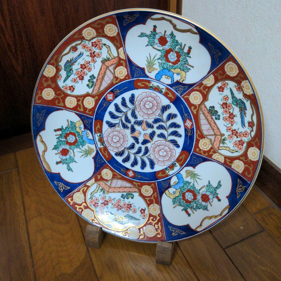 有田焼 秀峰窯 金彩染錦 花鳥文 輪花 大皿 36センチ - メルカリ