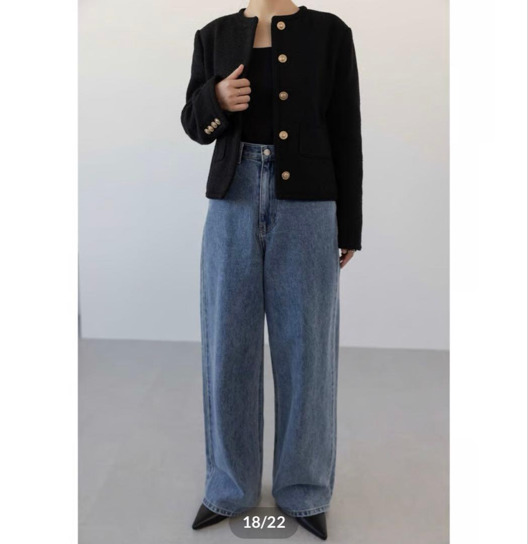 新品】na.e nae ナエ ワイドルーズジーンズ デニム ディープブルー L