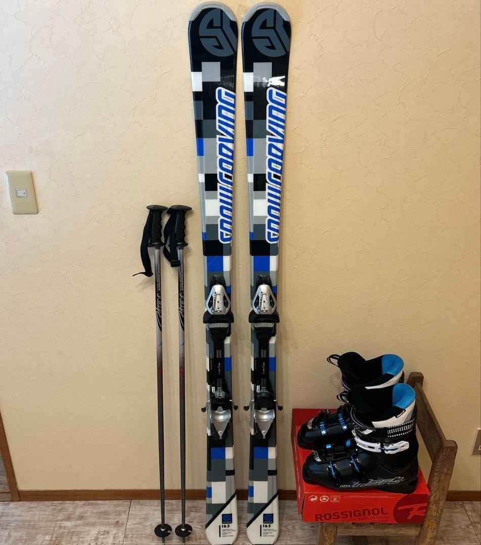 ◾️カービングスキーセット　スキー板165㎝　ブーツ27㎝　メンズ用　男性用 メンズスキー板セット｜5点セットなど！一通り揃う初心者向けのスキー