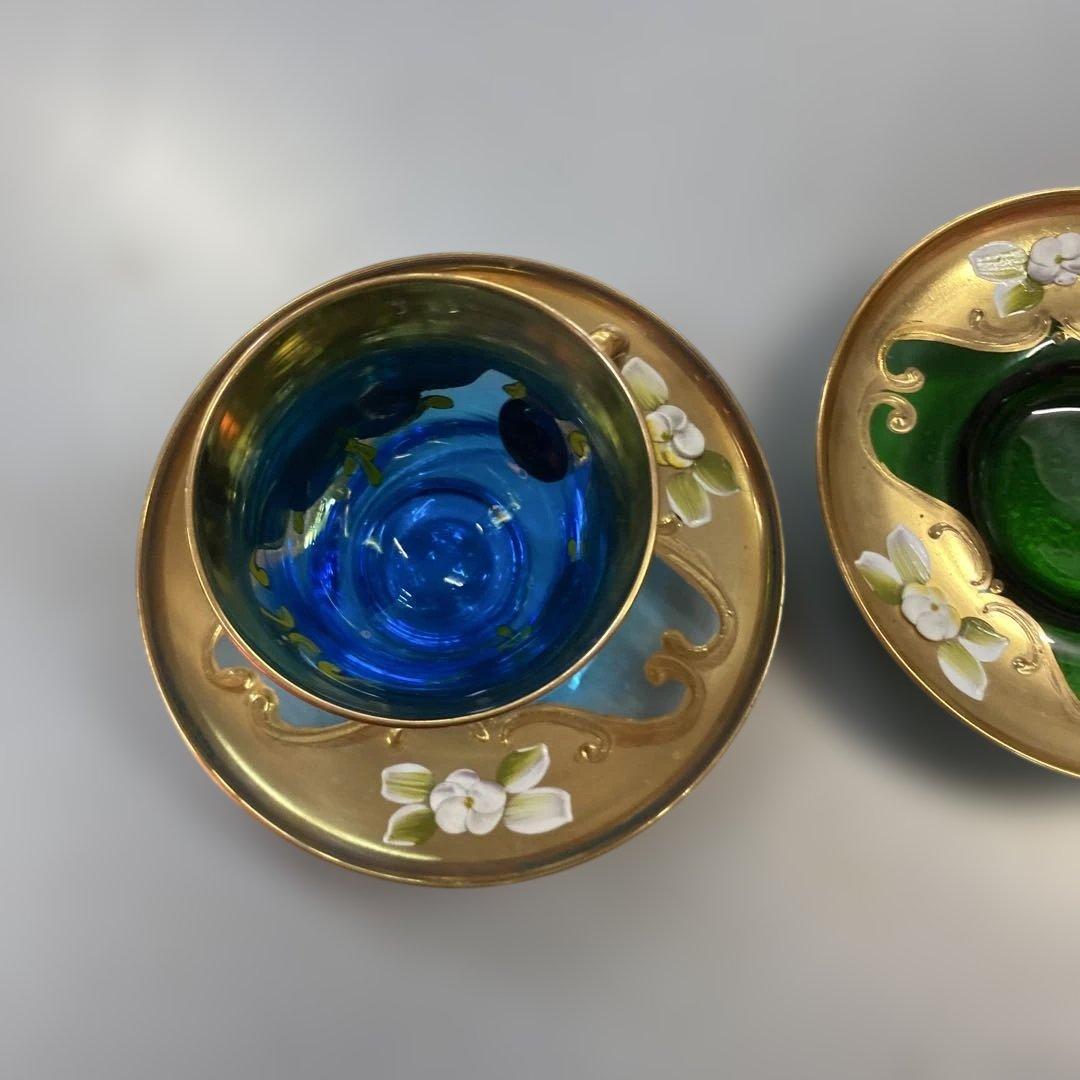 希少】ベネチアングラス トレ・フオーキ カップ＆ソーサー 金彩