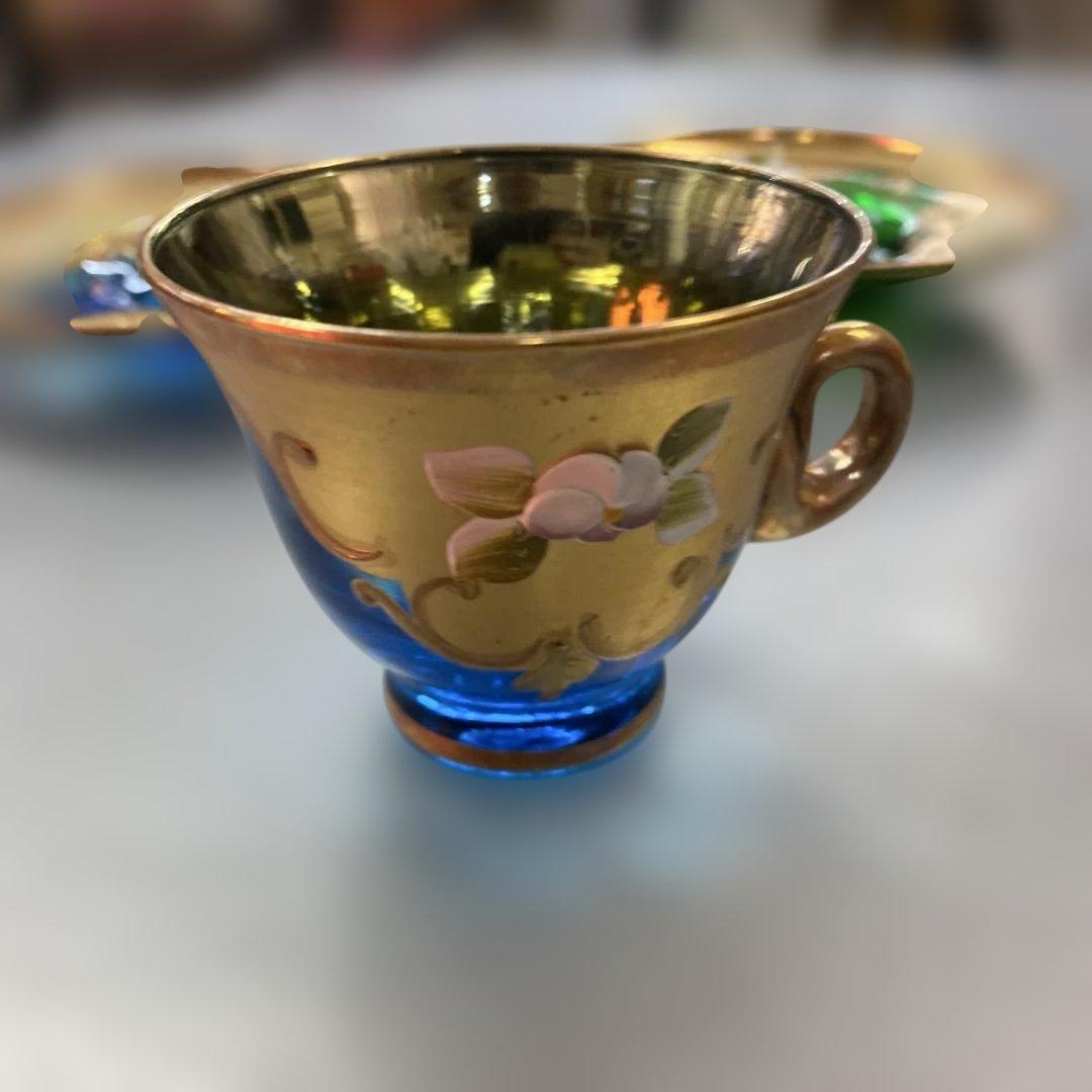 希少】ベネチアングラス トレ・フオーキ カップ＆ソーサー 金彩