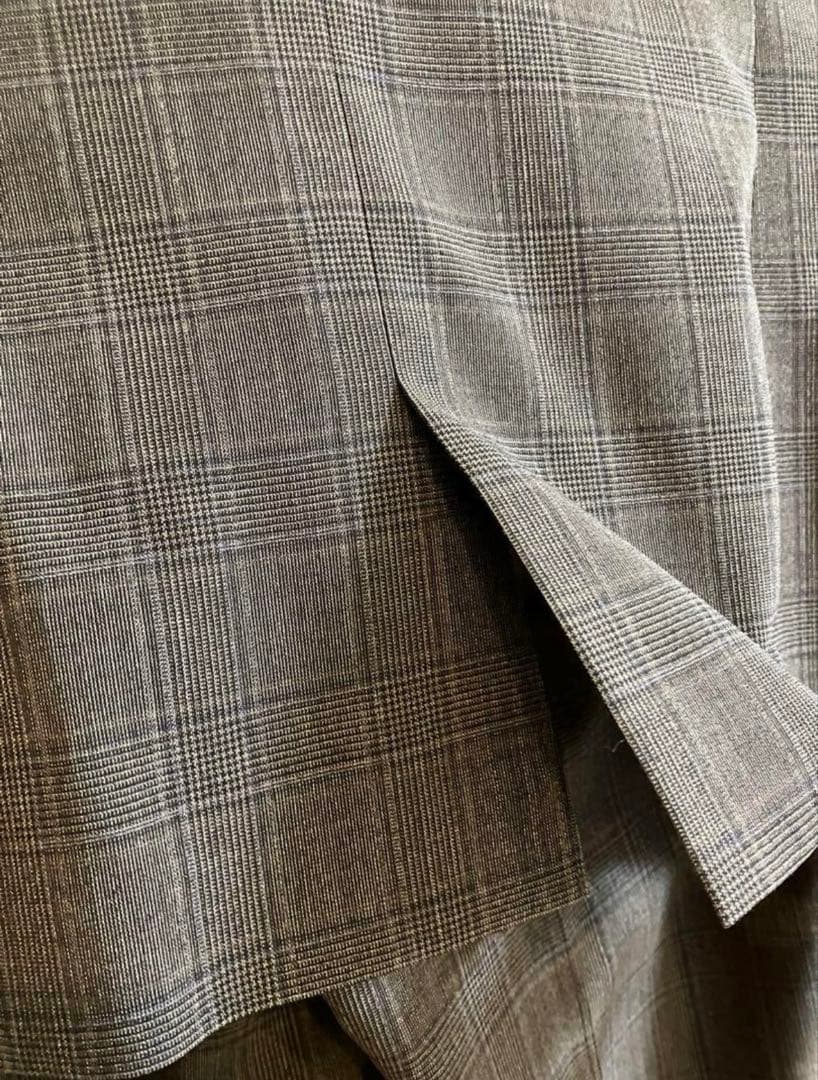 ミワク スーツ セットアップ 茶チェック ダブルジャケット パンツ