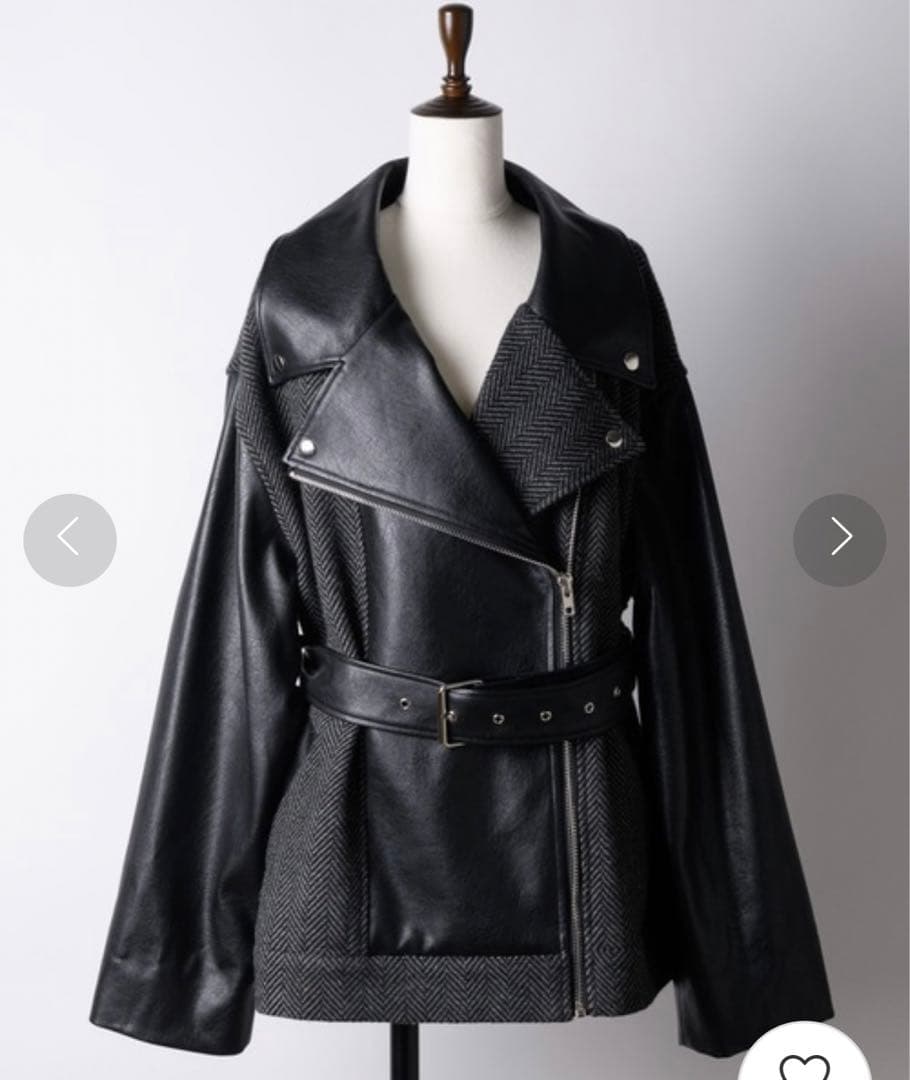 LA BELLE ETUDE 異素材切替ライダースレザージャケット - メルカリ