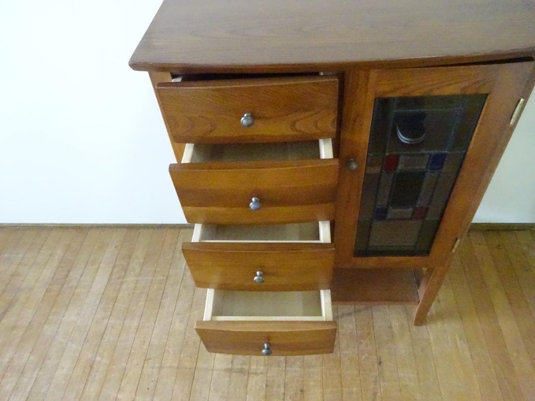 曙工芸 オーロラ3022 キャビネット 電話台 サイドボード ステンドグラス