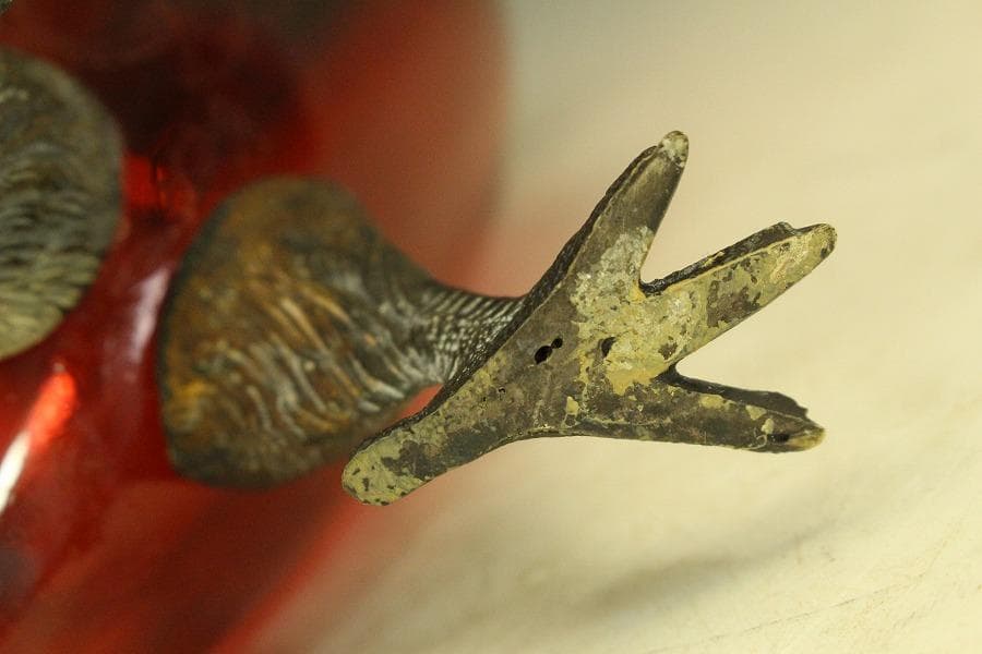 16世紀 フランス 赤ガラス 鷲 酒瓶高23.5cmアンティーク (RC975