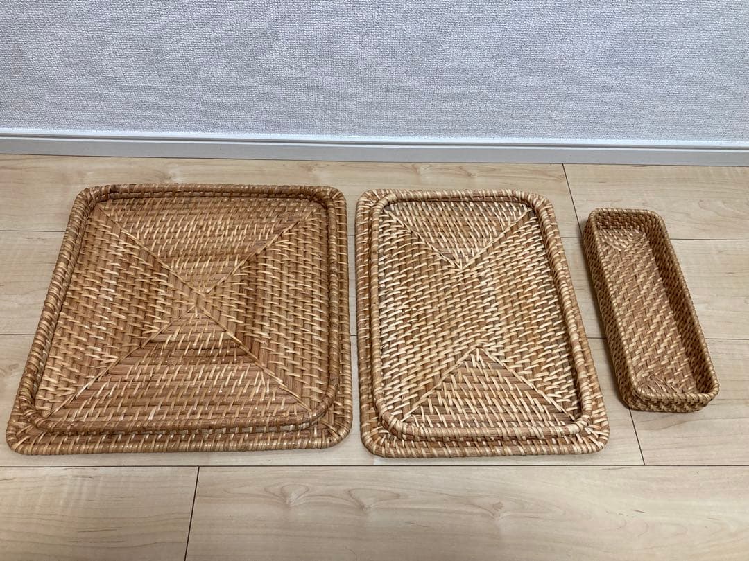 廃盤品】無印良品 重なるラタンバスケット シリーズ ブリ材角型